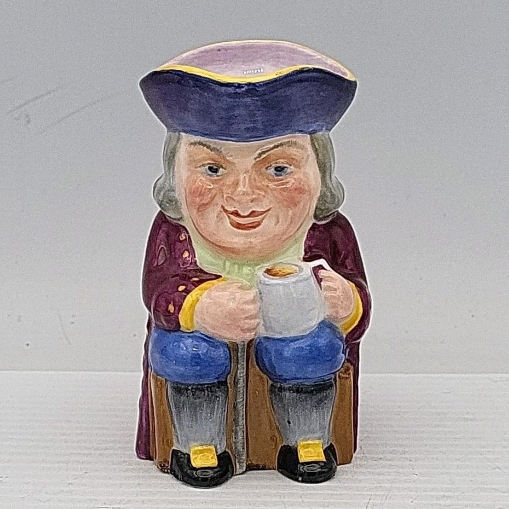 Antique Staffordshire Pottery - Toby Jug Bone China 2 3/4" Tall